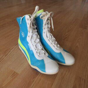 Byblos 616 Blue Leather Karate Boxing Women’s Lace Zipper Italy Unisex Shoes 37
